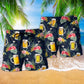 Beer For Happy Tropical Floral Beach Shorts Artwork Detail For Poolside And Ocean Adventures