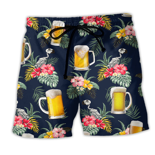 Tropical Floral Beer Beach Shorts For Coastal Adventures And Laid Back Styling