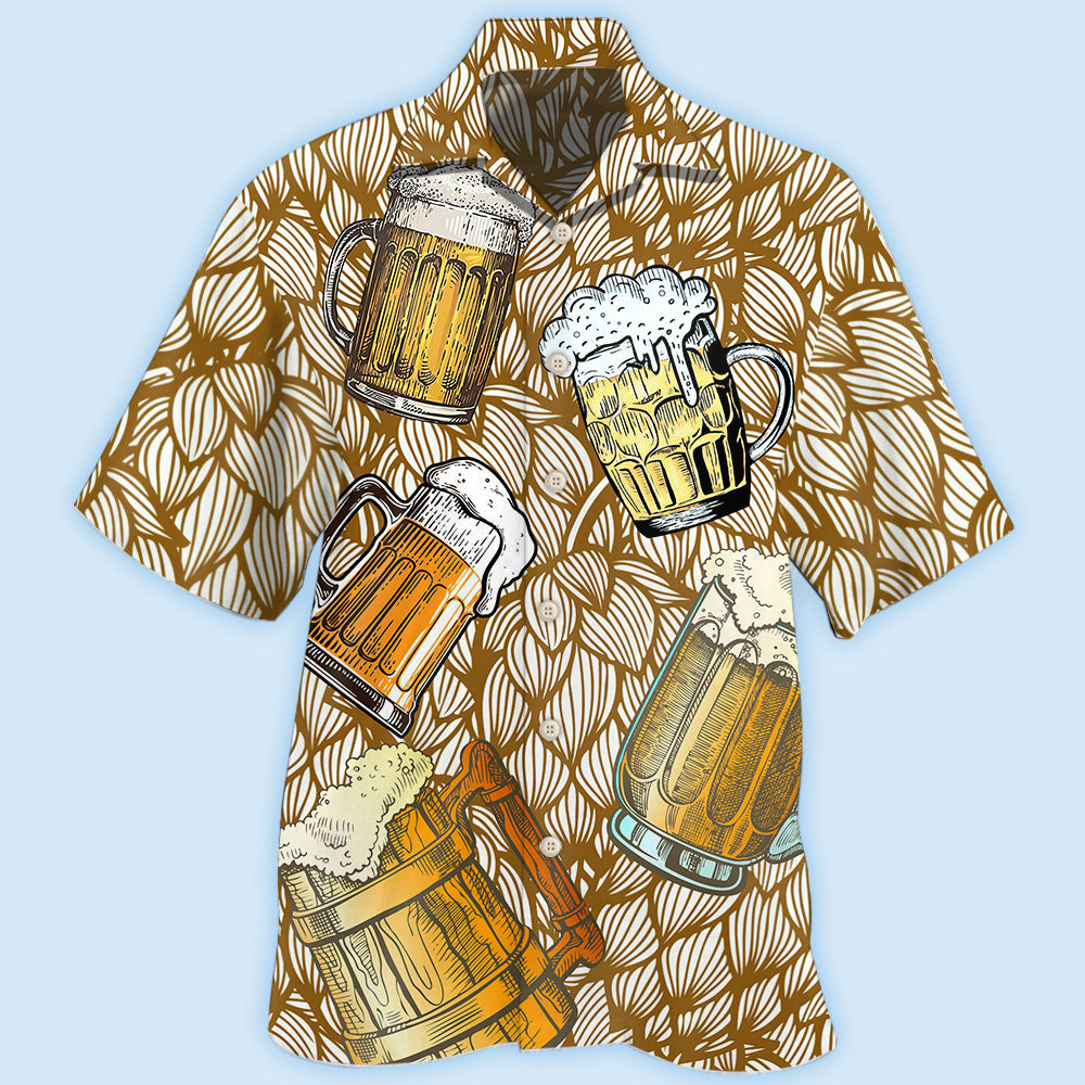 Beer Pattern Hawaiian Shirt For Coastal Travel, Casual Events, And Comfortable Summer Wear