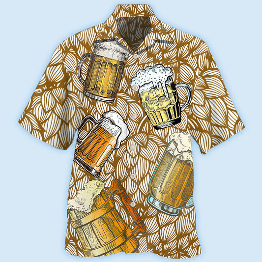 Beer Pattern Hawaiian Shirt For Coastal Travel, Casual Events, And Comfortable Summer Wear