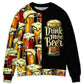Beer Theme Fun Drinking Sweater For Distinctive Style Travel Adventures And Creative Gifts