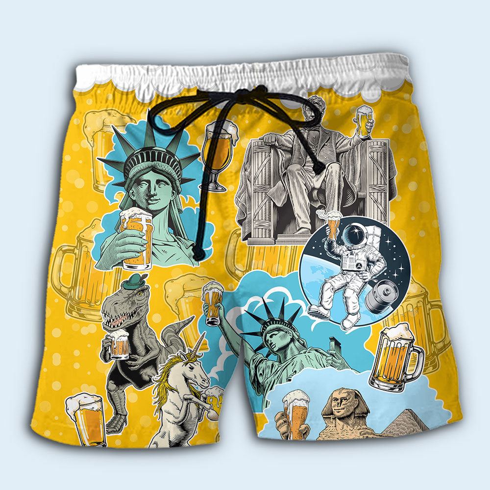 Beer Time Happy Hour America Beach Shorts Design Detail For Coastal Escapes And Daily Wear