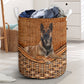 Belgian Malinois Dog Rattan Texture Laundry Basket For Room Home Organizer