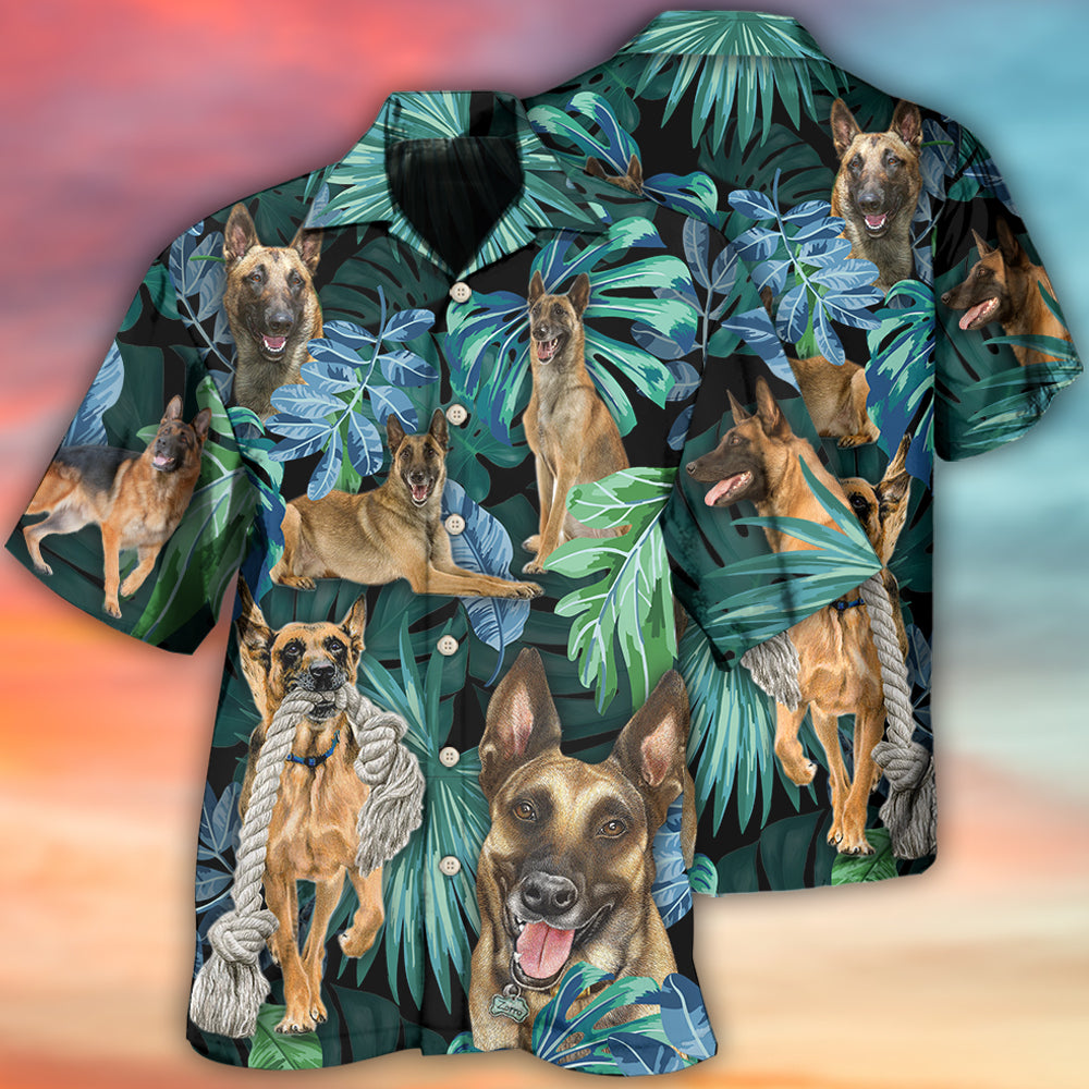 Tropical Belgian Malinois Leaf Hawaiian Shirt For Beach Days, Coastal Adventures, And Thoughtful Gift Giving