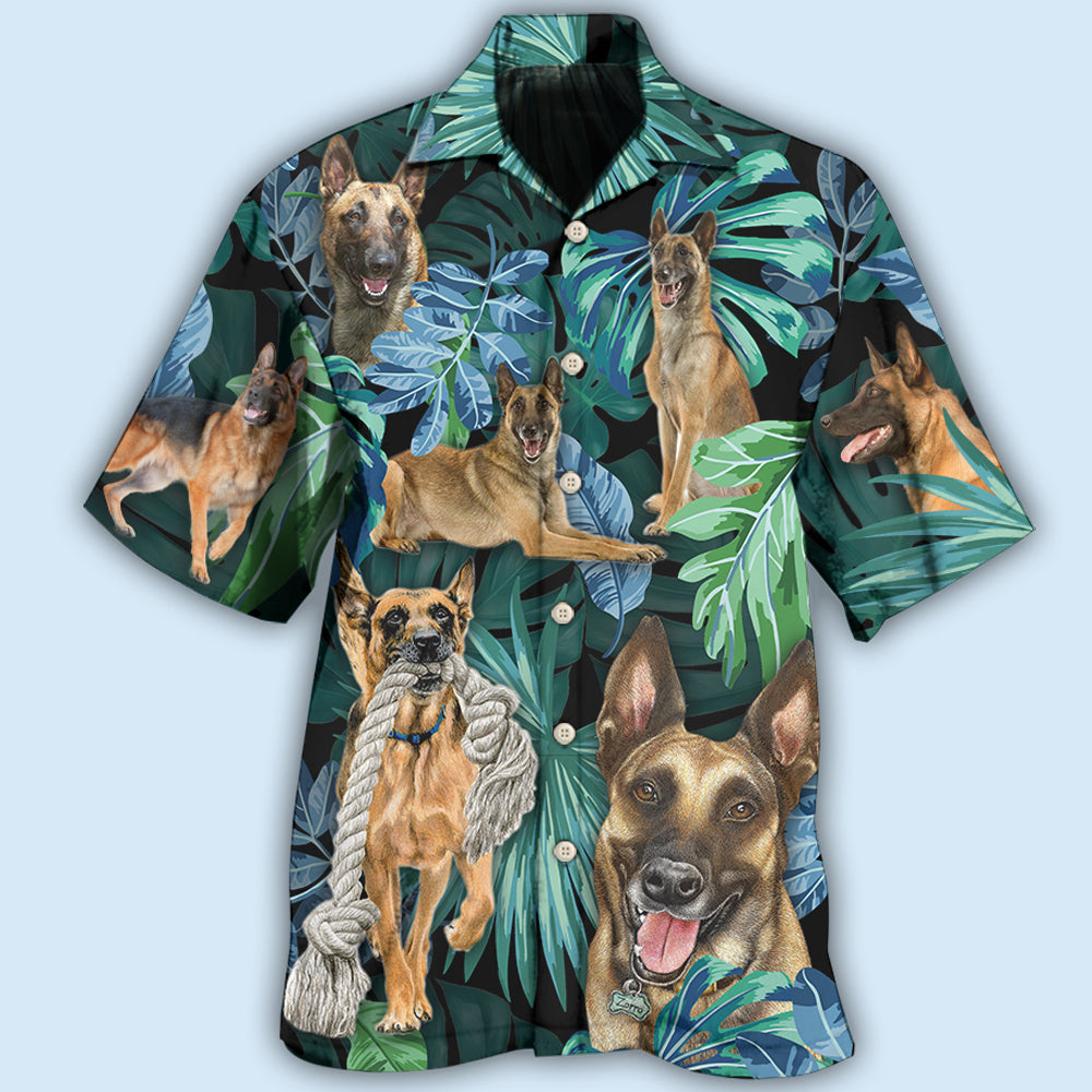 Tropical Belgian Malinois Leaf Hawaiian Shirt For Beach Days, Coastal Adventures, And Thoughtful Gift Giving