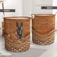 Belgian Malinois Dog Rattan Texture Laundry Basket For Nursery Dorm And Home Storage