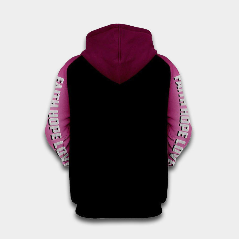 Pink Believe Ribbon Flower Hoodie For Awareness Campaigns Comfortable Wear And Supportive Gifting