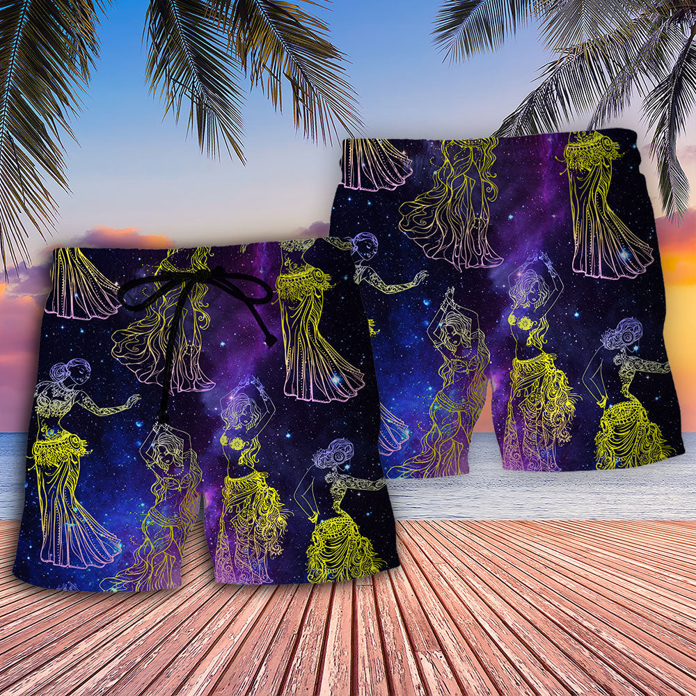 Belly Dance Galaxy Mystery Beach Shorts For Resort Travel And Thoughtful Summer Gifting