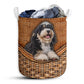 Small Size Bernedoodle Dog Rattan Texture Laundry Basket For Bathroom Bedroom Storage