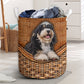 Bernedoodle Dog Rattan Texture Laundry Basket For Room Home Organizer