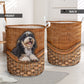 Bernedoodle Dog Rattan Texture Laundry Basket For Nursery Dorm And Home Storage