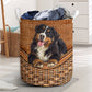 Bernese Mountain Dog Rattan Texture Laundry Basket For Room Home Organizer