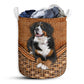 Small Size Bernese Mountain Dog Rattan Reaxture Lover Laundry Basket For Bathroom Bedroom Storage