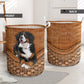 Bernese Mountain Dog Rattan Reaxture Lover Laundry Basket For Nursery Dorm And Home Storage