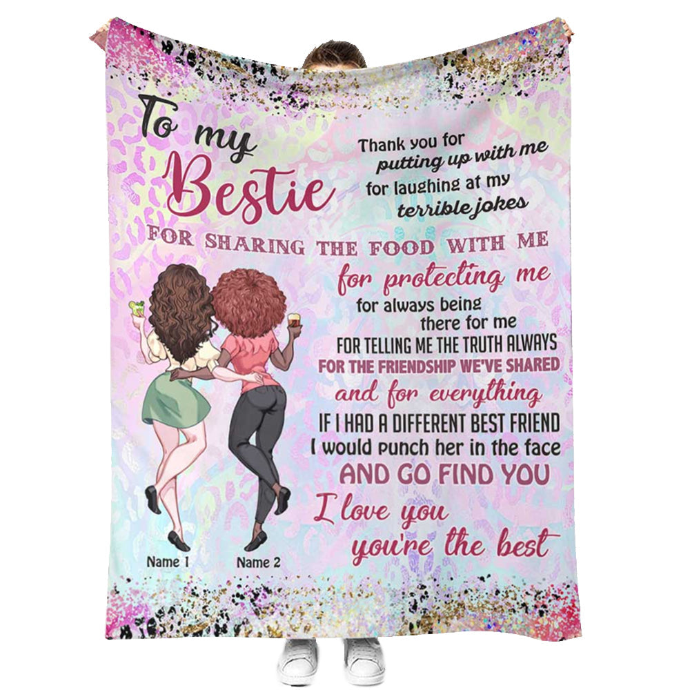 Bestie Love Beautiful Personalized Flannel Blanket For Cozy Bedroom Sofa Decor
