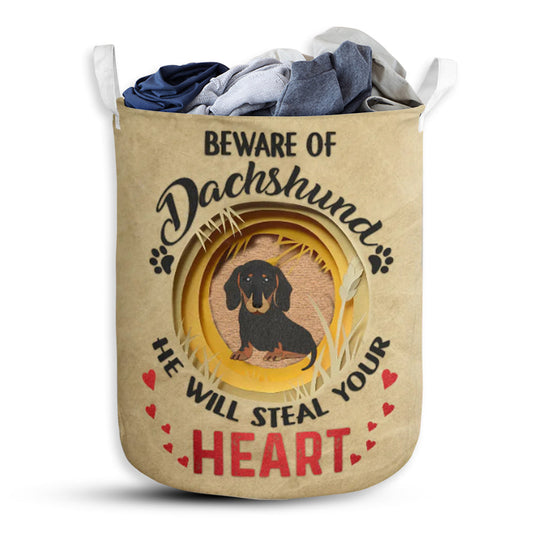 Beware Of Dachshund Paper Laundry Basket For Bathroom Bedroom Storage