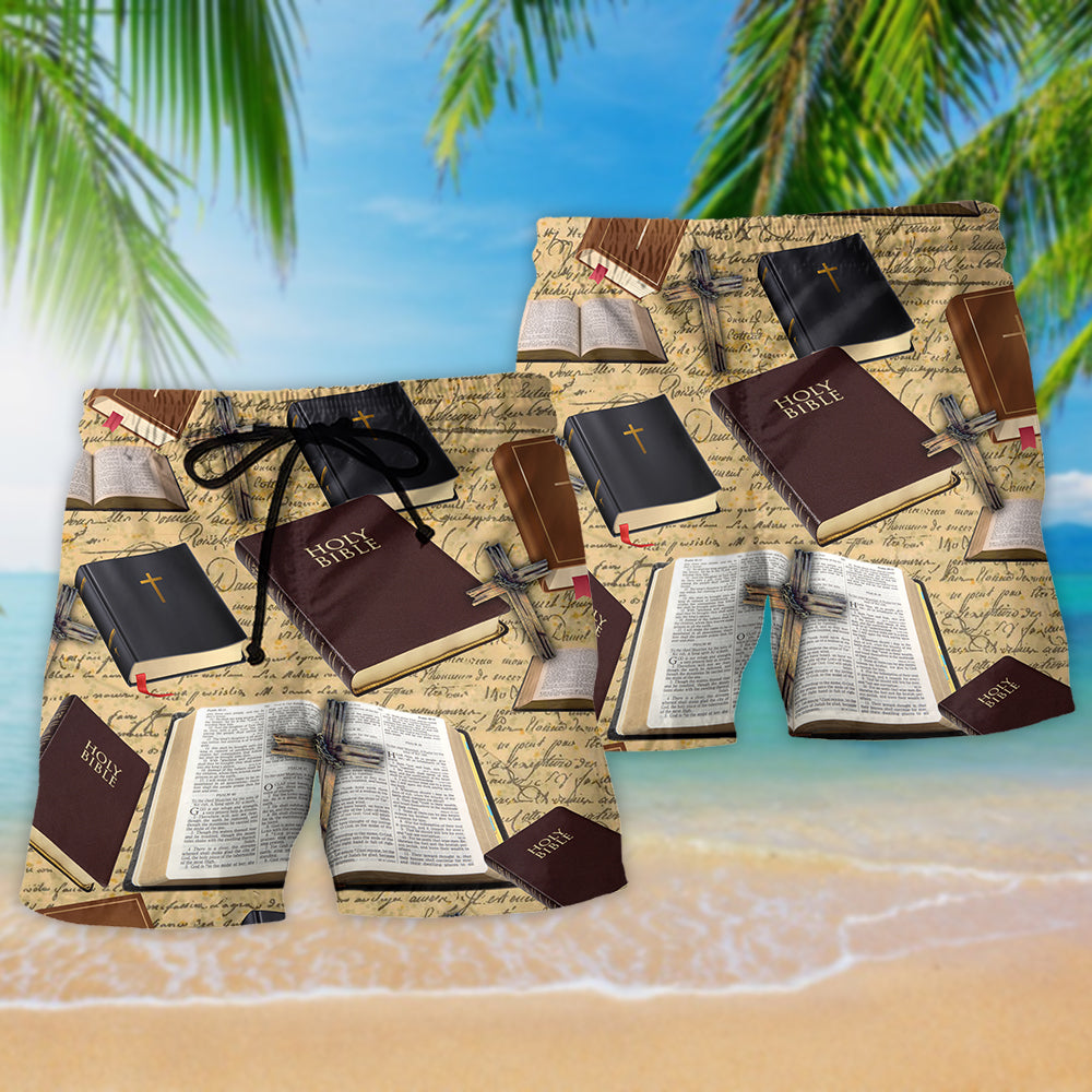 Faith Bible Inspirational Beach Shorts Pattern Detail For Everyday Outings And Everyday Comfort