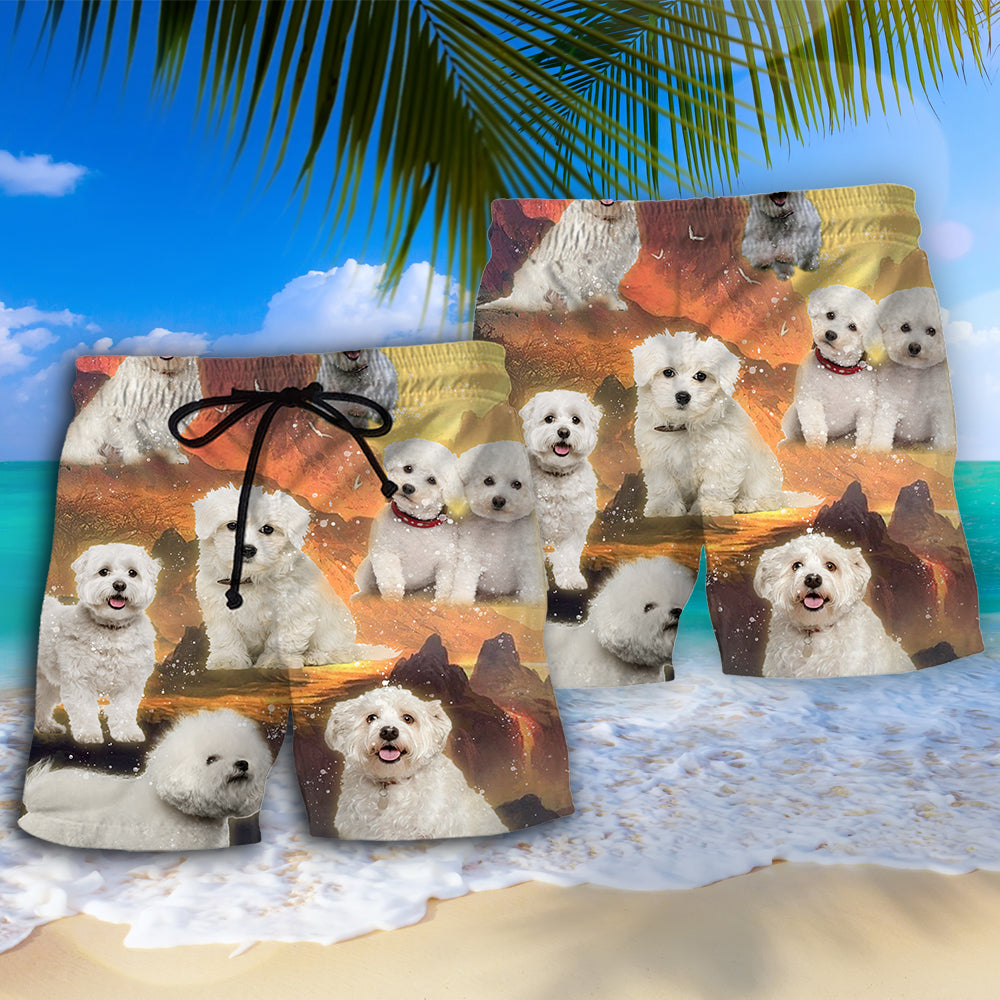 Bichon Frise Galaxy Art Dog Lover Beach Shorts For Outdoor Adventures And Thoughtful Seasonal Gifts