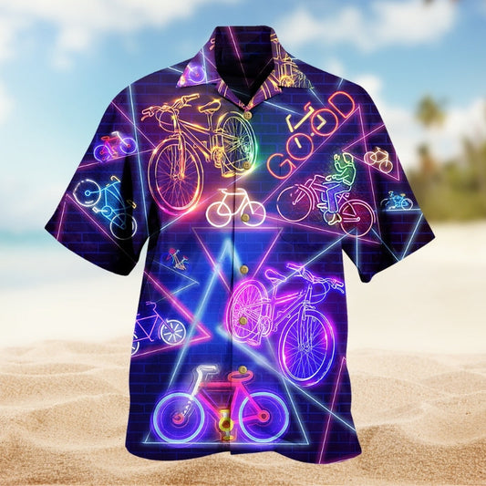 Bicycle Creative Pattern Hawaiian Shirt For Resort Trips, Coastal Parties, And Warm Weather Style