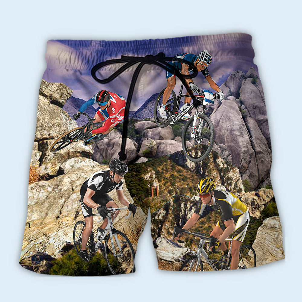 Mountain Bike Adventure Lifestyle Beach Shorts Design View For Summer Events And Coastal Getaways