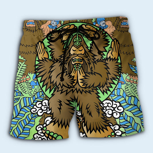 Bigfoot Funny Mystery Beach Shorts Design View For Poolside Relaxation And Holiday Trips