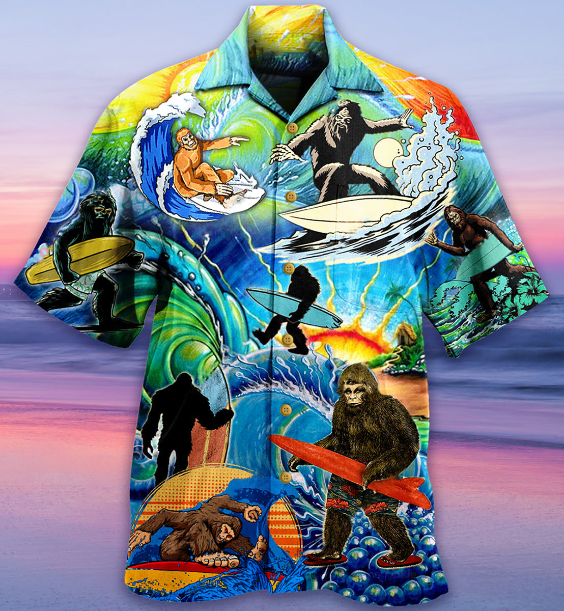 Forest Creature Surfing Hawaiian Shirt For Beach Parties And Weekend Getaways