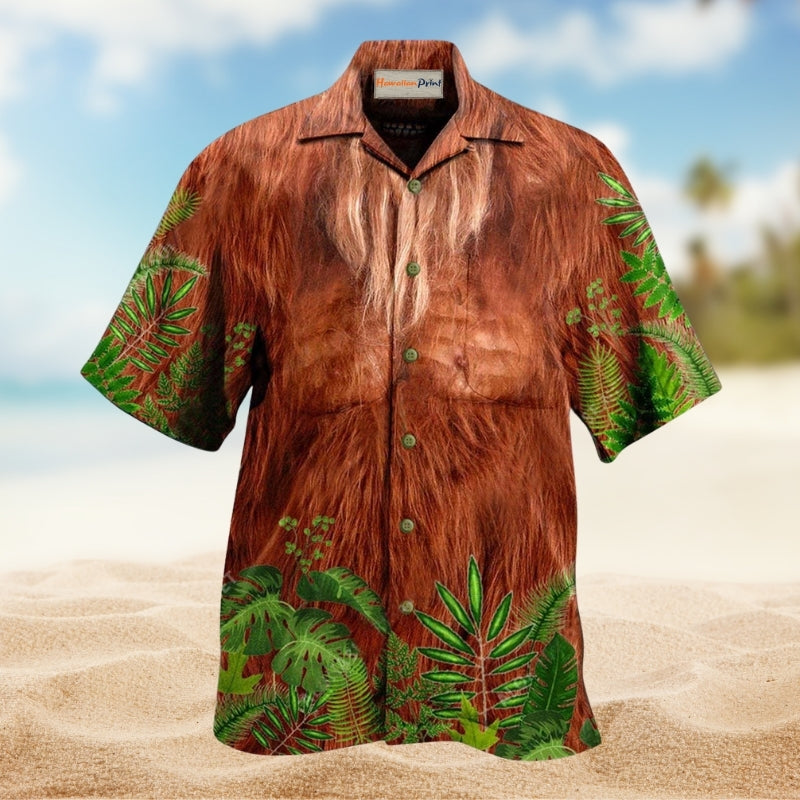 Bigfoot Hair Humor Hawaiian Shirt For Vacation Adventures Beach Events And Relaxed Warm Weather Style