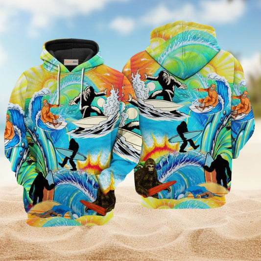 Bigfoot Surfing Hoodie For Relaxed Streetwear Weekend Travel And Everyday Style