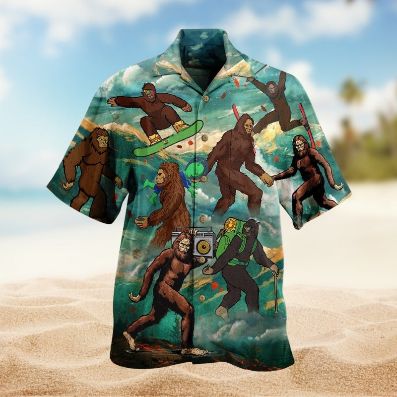 Bigfoot Travel Hawaiian Shirt For Nature Fans, Resort Trips, And Comfortable Warm Weather Wear