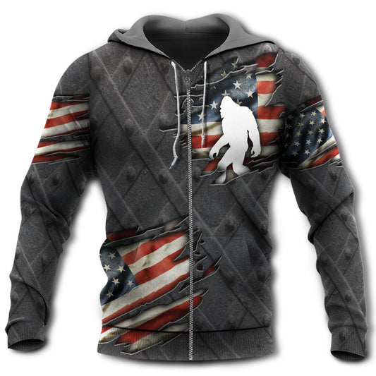 American Bigfoot Flag Humor Hoodie For Weekend Adventures Casual Style And Relaxed Comfort