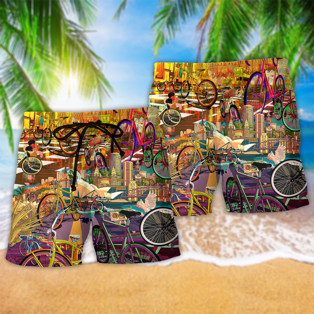 Bike Freedom Anywhere Beach Shorts Pattern Detail For Beachside Relaxation And Memorable Gift Ideas