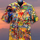 Bicycle Hawaiian Shirt Pattern Detail For Summer Holidays And Outdoor Fun