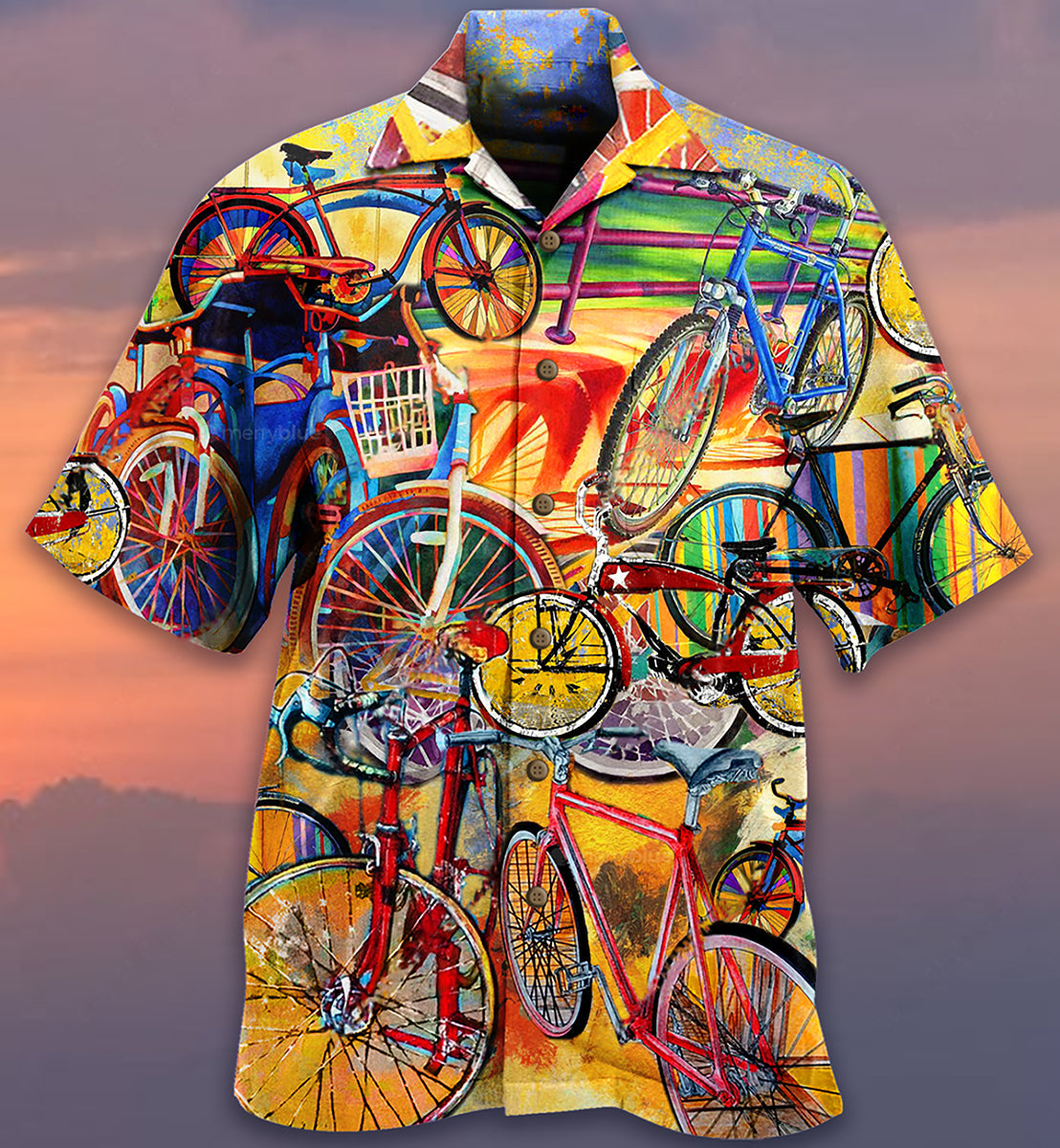 Bicycle Hawaiian Shirt Pattern Detail For Summer Holidays And Outdoor Fun