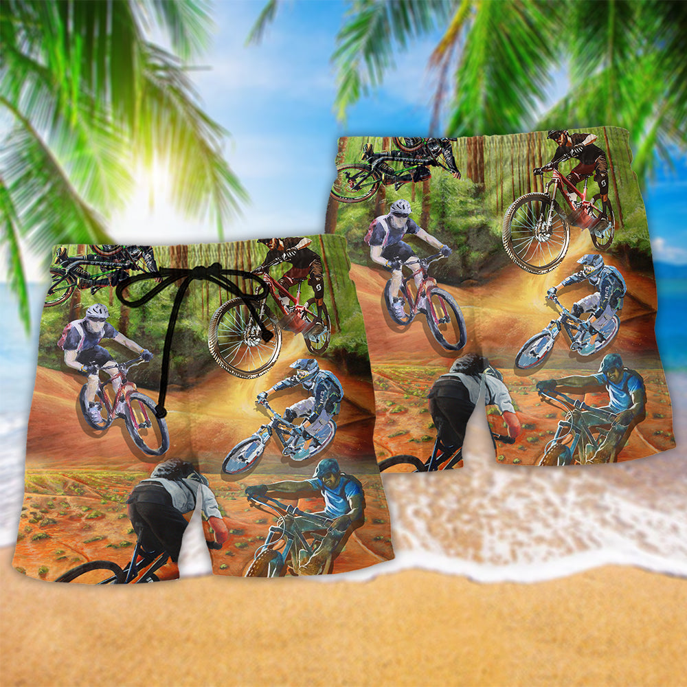 Bike Cycling I Would Rather Be On The Trails Beach Shorts For Coastal Drives And Casual Style
