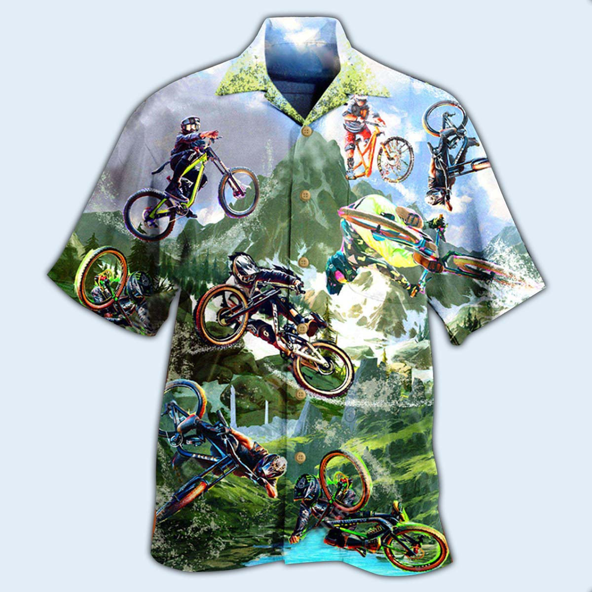 Bicycle Hawaiian Shirt With Detailed Graphic For Coastal Vacations Warm Weather Events And Daily Style
