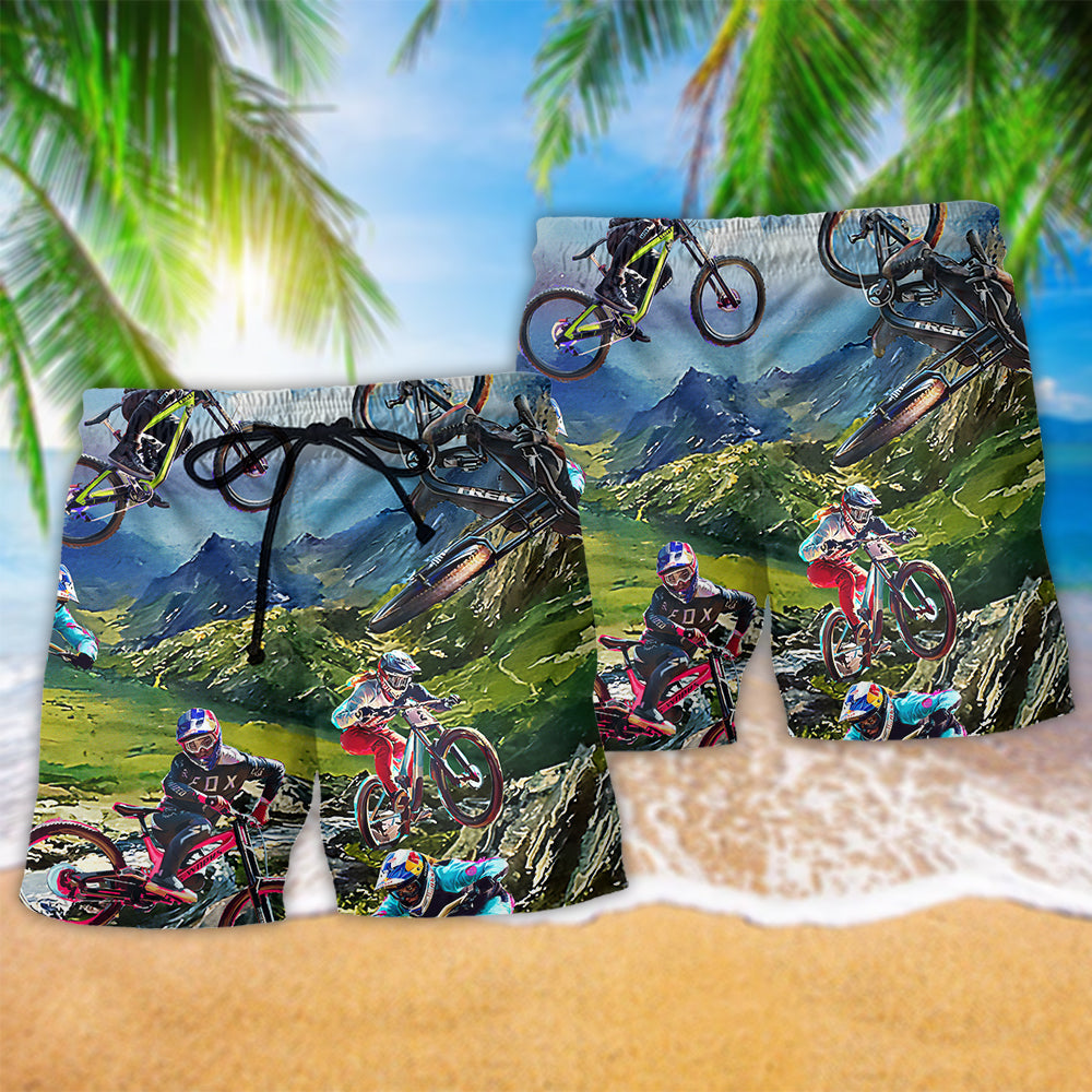 Bike Exposed Style Amazing Hawaiian Print Beach Shorts For Outdoor Adventures And Comfort