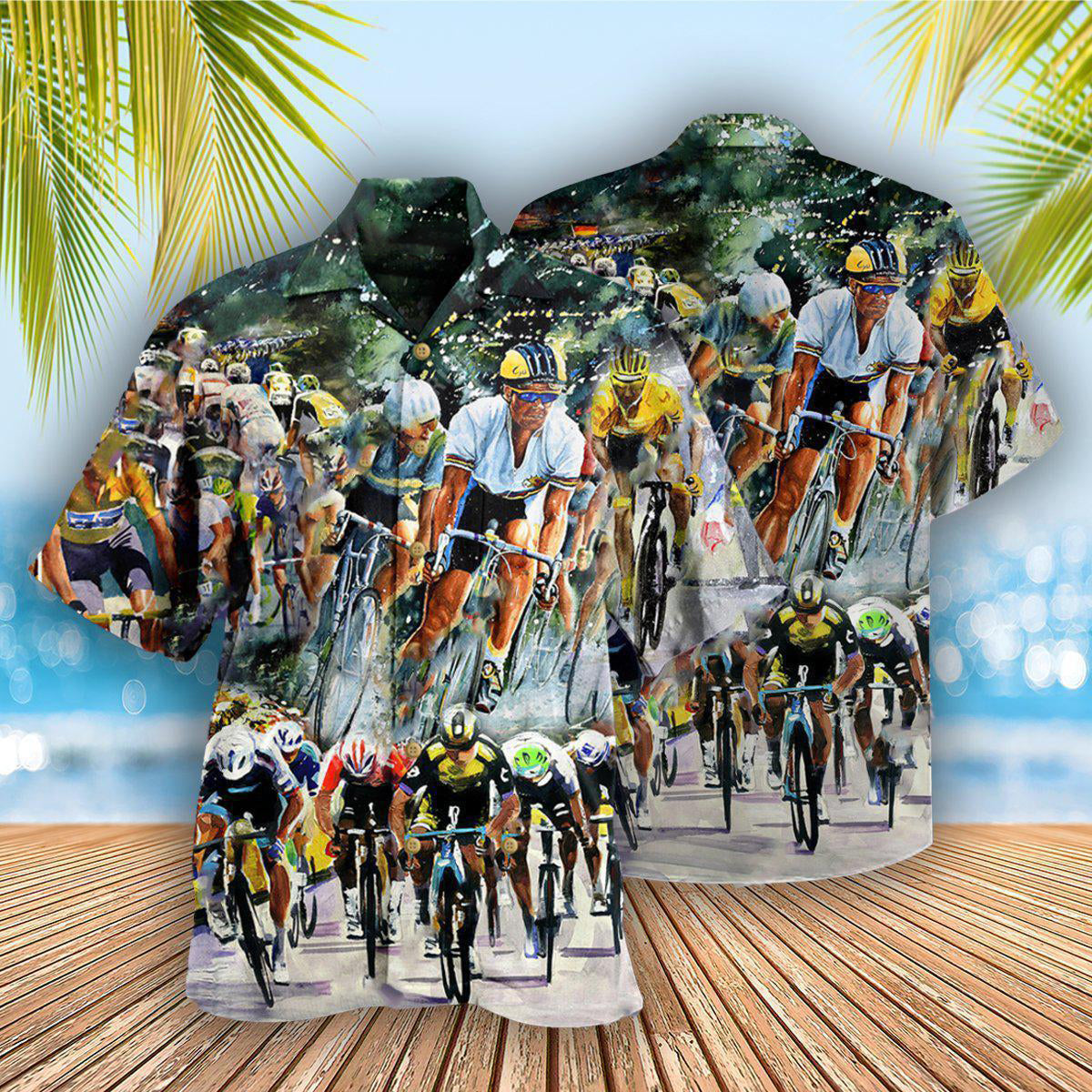 Playful Bicycle Hawaiian Shirt With Detailed Graphic For Island Holidays Summer Parties And Casual Outdoor Wear