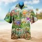 Colorful Christmas Santa Hawaiian Shirt Relaxed Style View For Coastal Travel