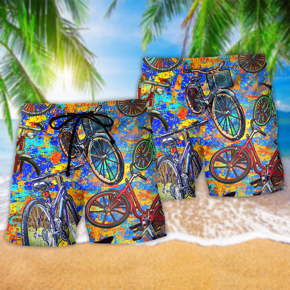 Summer Bike Beach Shorts Pattern Detail For Poolside Fun And Bright Summer Outfits