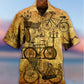Vintage Bicycle Sunset Hawaiian Shirt Artwork View For Weekend Travel And Beach Style