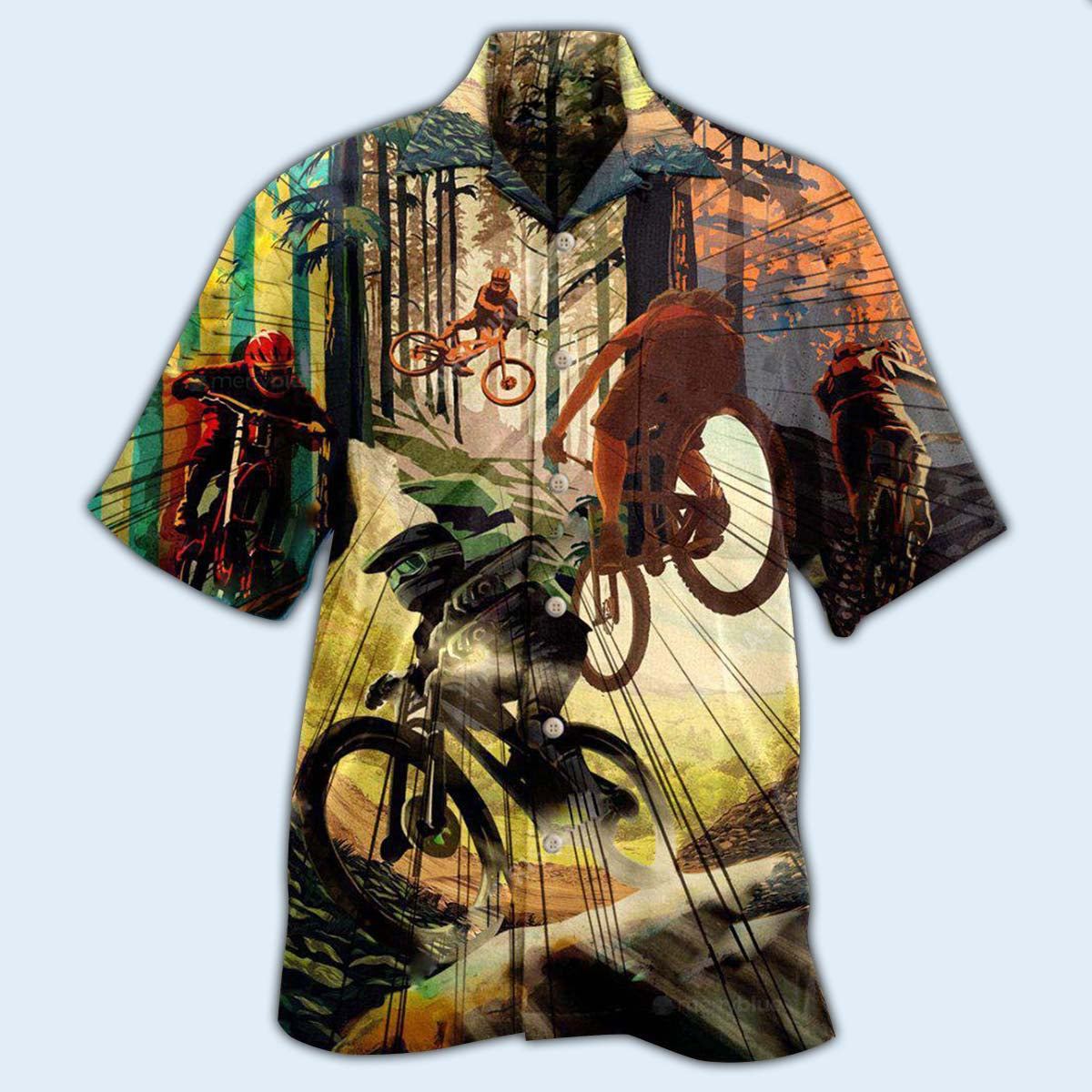 Underestimate Mountain Biker Hawaiian Shirt Pattern View For Relaxed Warm Weather Outfits
