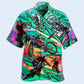 Green Bicycle Shift Mountain Hawaiian Shirt For Resort Getaways And Comfortable Summer Activities