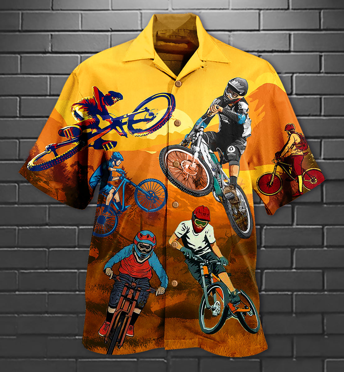 Bicycle Hawaiian Shirt With All Over Print For Summer Events Coastal Travel And Comfortable Styling