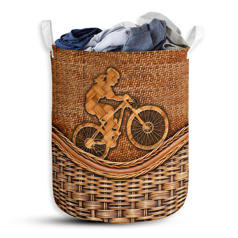 Small Size Bike Rattan Texture Lover Laundry Basket For Bathroom Bedroom Storage