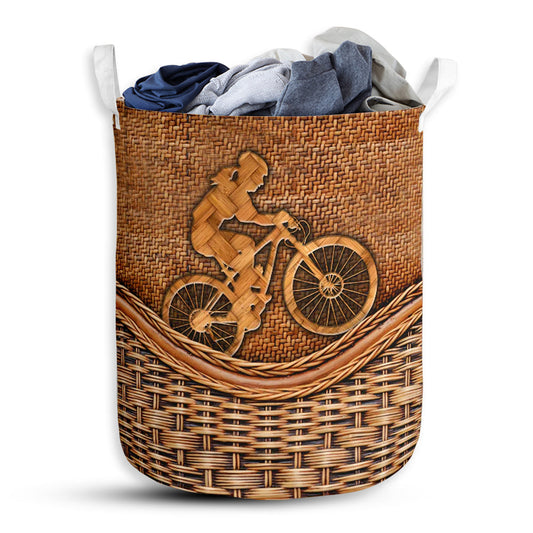 Small Size Bike Rattan Texture Lover Laundry Basket For Bathroom Bedroom Storage