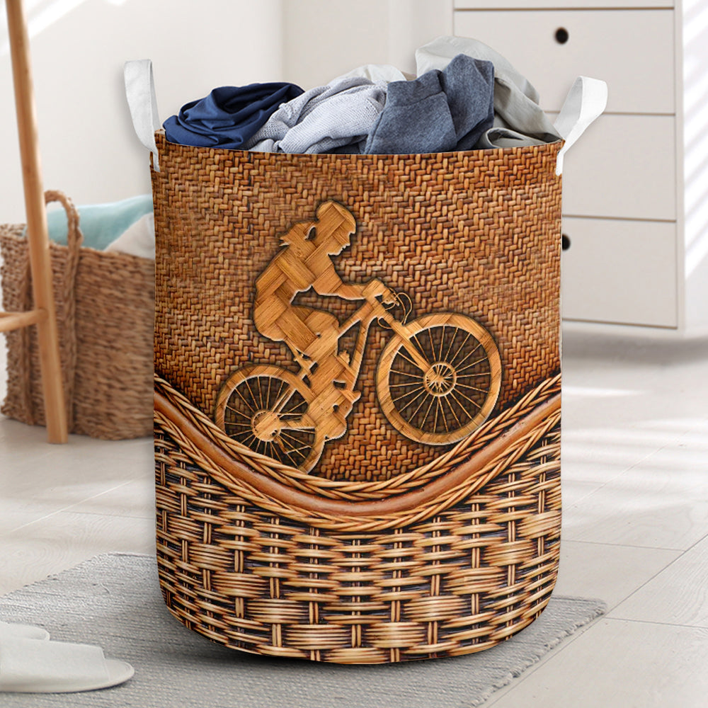 Bike Rattan Texture Lover Laundry Basket For Room Home Organizer