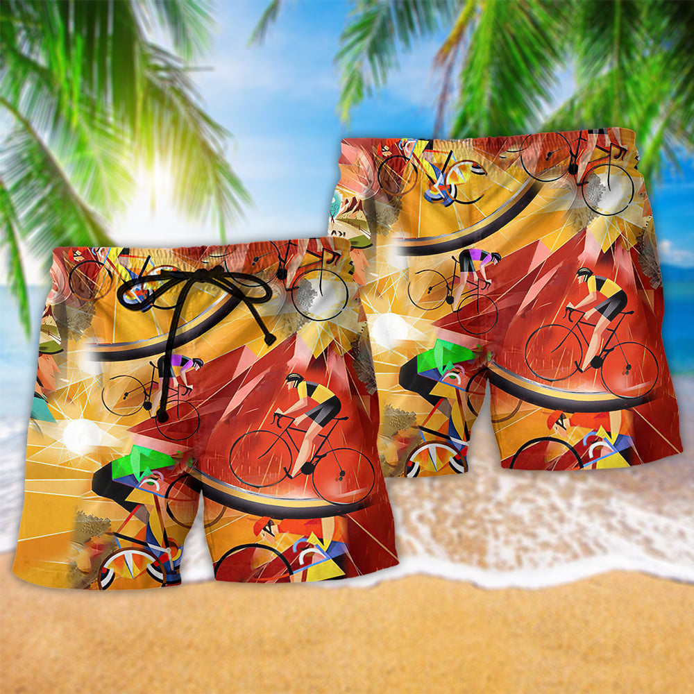 Vintage Bicycle Beach Shorts Pattern Detail For Relaxed Weekends And Easygoing Coastal Style