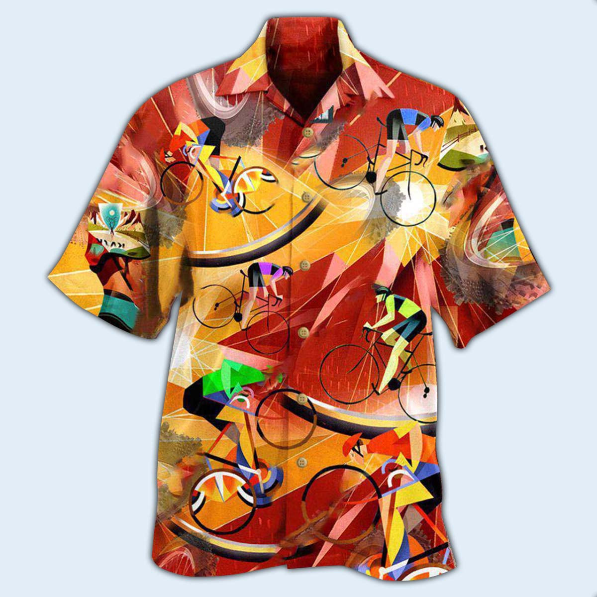 Bicycle And Motorcycle Hawaiian Shirt With All Over Print For Summer Vacation Beach Travel And Casual Wear
