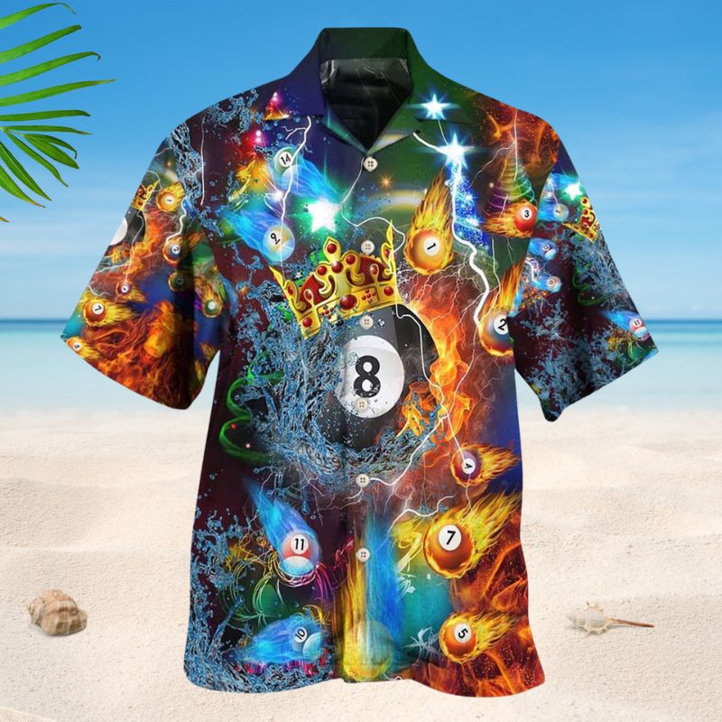 Festive Billiard Fire Christmas Hawaiian Shirt For Resort Trips, Coastal Parties, And Warm Weather Style