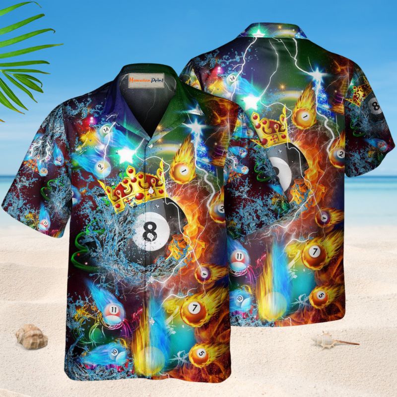 Festive Billiard Fire Christmas Hawaiian Shirt For Resort Trips, Coastal Parties, And Warm Weather Style